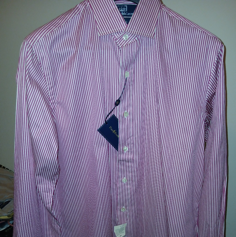 **NWT** Polo by Ralph Lauren Men's Red and White Striped Shirt